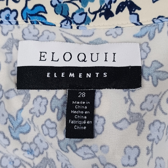 Eloquii Women Floral Print Midi Shirt Dress Size 28 Preppy Tie Waist Long Sleeve - Picture 9 of 13